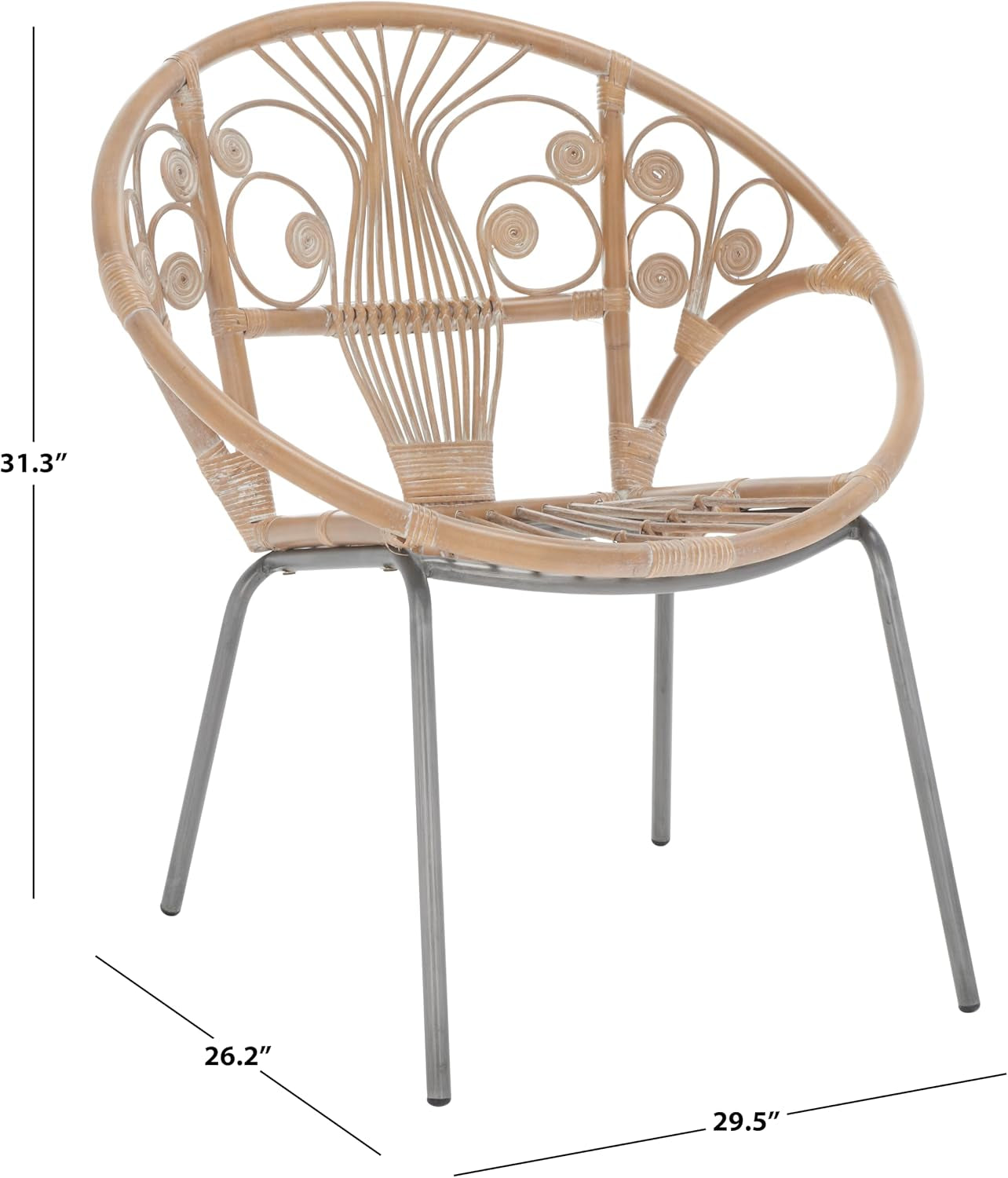 Grey and white rattan round accent chair