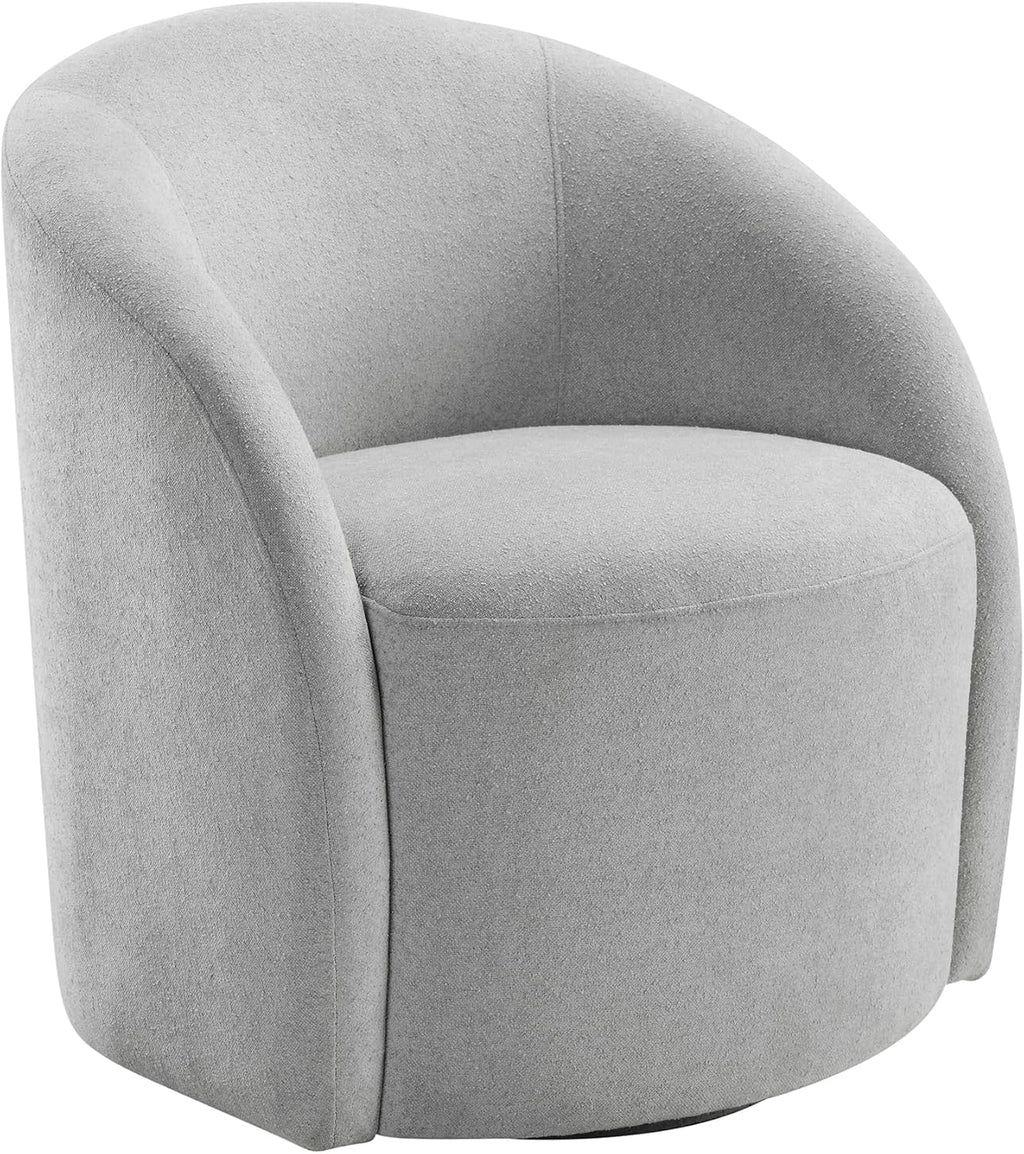 Light gray boucle swivel accent chair