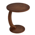 round End Table, Wood C-Shaped Side Table, Small Couch Side Table, Mid-Century End Table, Retro Side Table