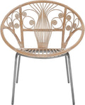 Grey and white rattan round accent chair