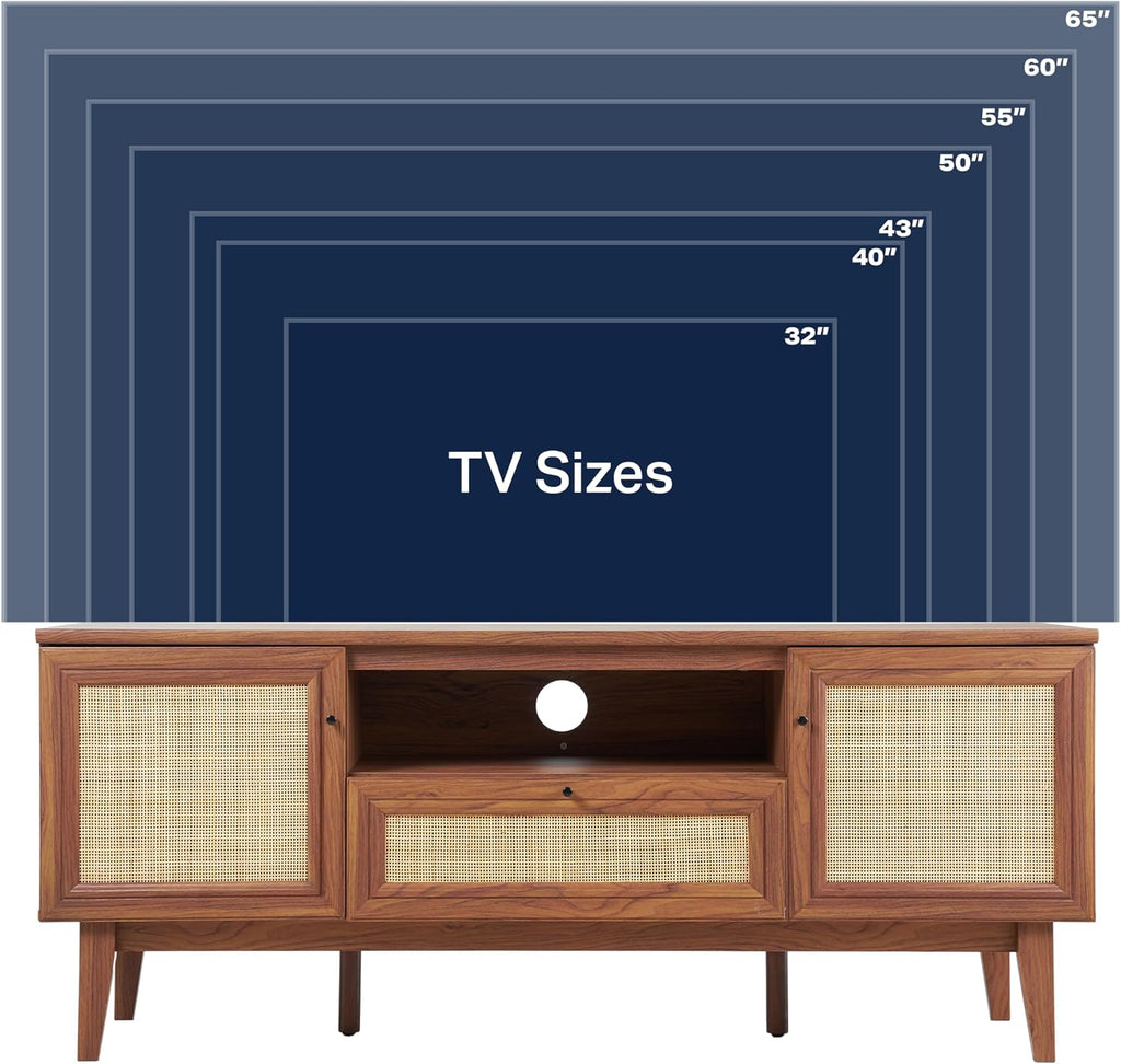 Walnut woven cane media console