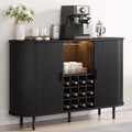 Wine Bar Cabinet W/ LED Light,Liquor Cabinet for Home,Coffee Bar Cabinet W/ Wine Rack & Glass Holder,Walnut Buffet Sideboard