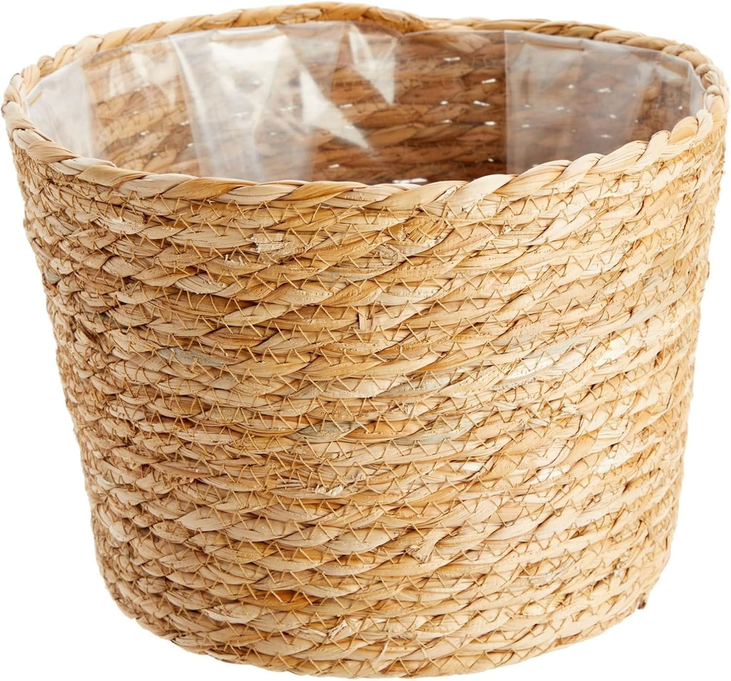 Seagrass Indoor Planter Set with Plastic Lining, 3 Small Woven Wicker Baskets for Plants, Flower (3 Sizes)