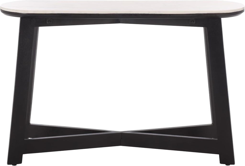 SAFAVIEH Home Collection - Shina White & Black Oval Console Table, Marble Top with Wood Base, Modern Entryway Accent (CNS3708B)