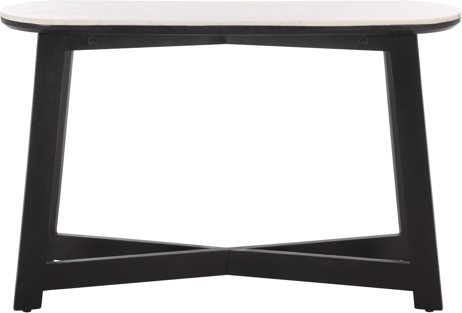 SAFAVIEH Home Collection - Shina White & Black Oval Console Table, Marble Top with Wood Base, Modern Entryway Accent (CNS3708B)