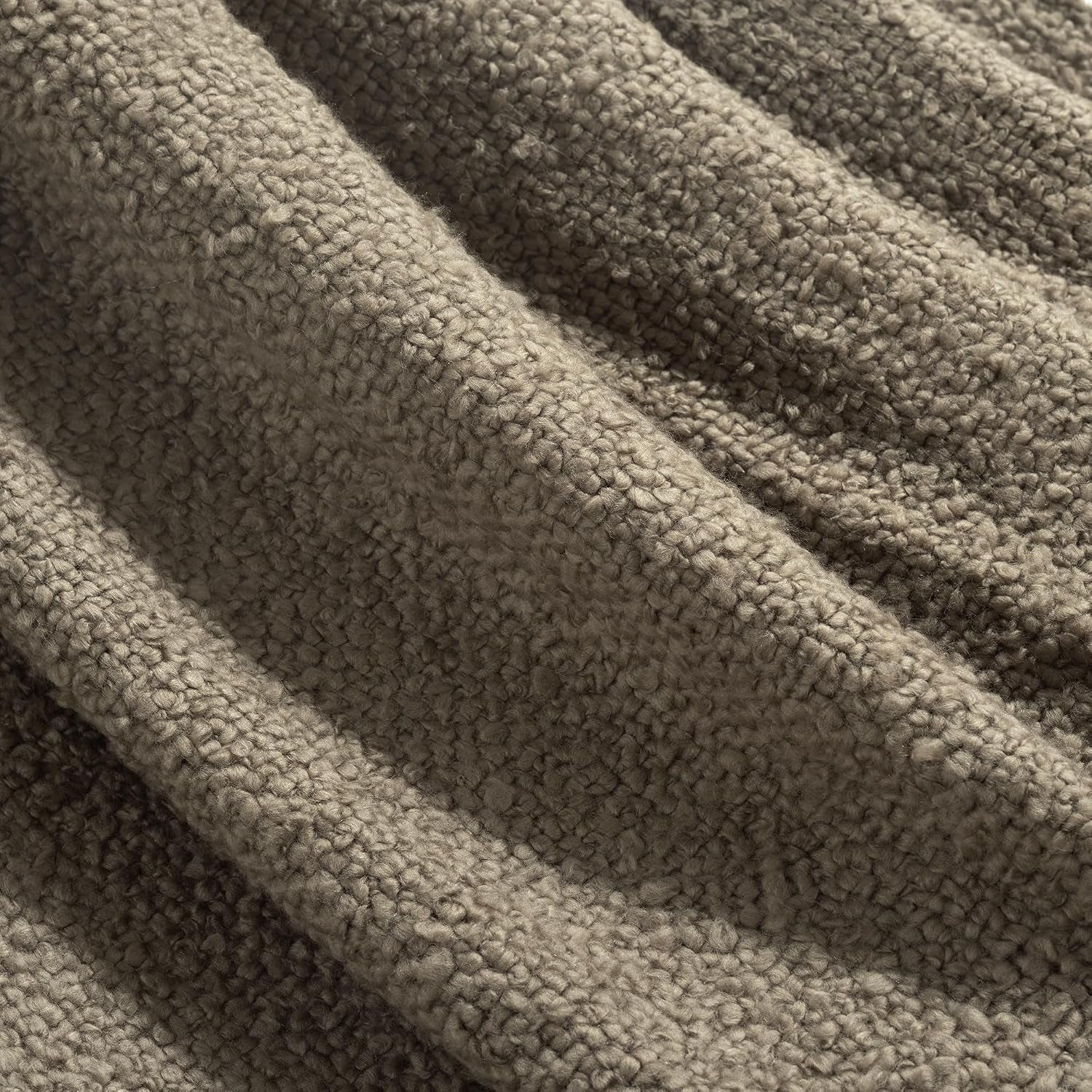 Tulum Boucle Textured Woven Fringed Throw Blanket Single 50" W X 60" L Neutral - Soft Cozy Blanket for Bed, Couch or Chair - Modern Boho Home Decor