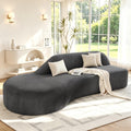 91" Modern Cloud Sofa Curved Boneless Couch Deep Seat Sofa for Living Room Bedroom, Chenille, Dark Gray