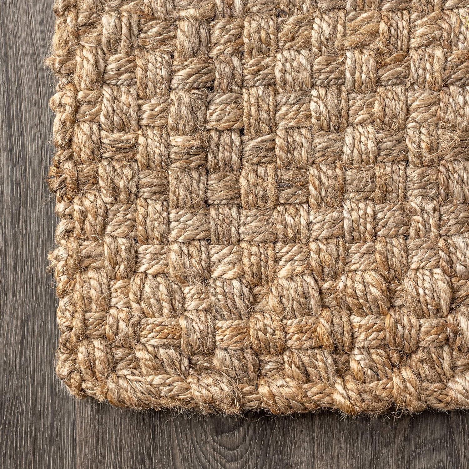 Estera Hand Woven Boucle Chunky Jute Natural Indoor Area Rug, 8X10, Bohemian, Transitional, Easy-Cleaning for Living Room, Bedroom, Kitchen, Pet Friendly, Non-Shedding (NFR102A-8)