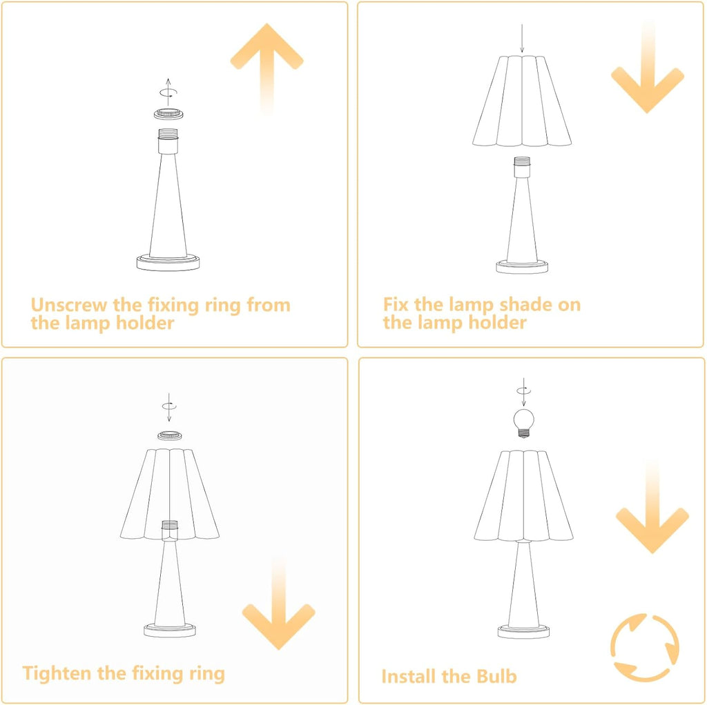 Modern Table Lamp with Petal Linen Lampshade, Dark Faux Wood Metal Base – 20.5” Bedside Nightstand Lamp for Bedroom, Living Room, Office, E26 Base, Max 60W (Bulb Not Included)
