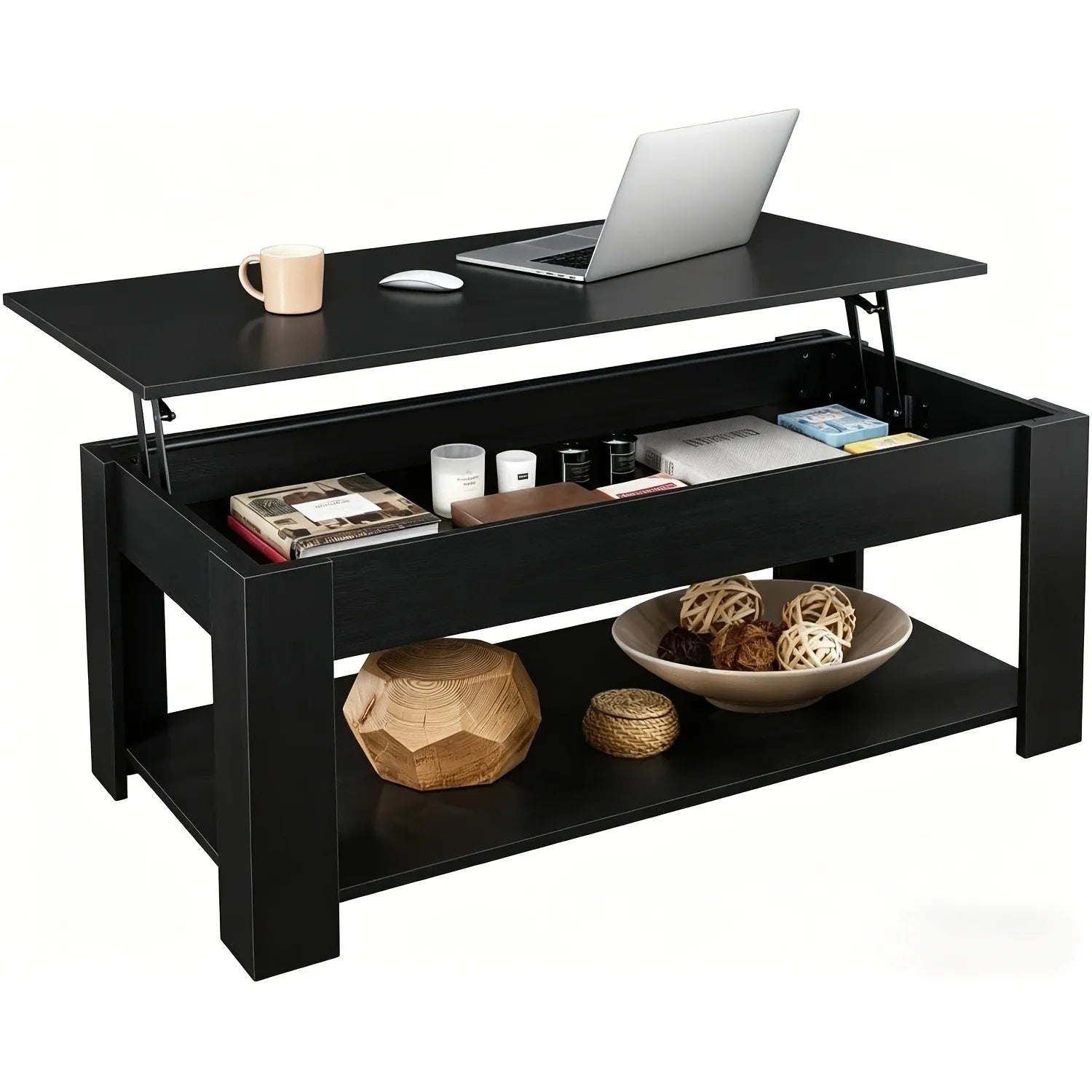 41" Lift Top Coffee Table with Hidden Storage Compartment & Rising Tabletop