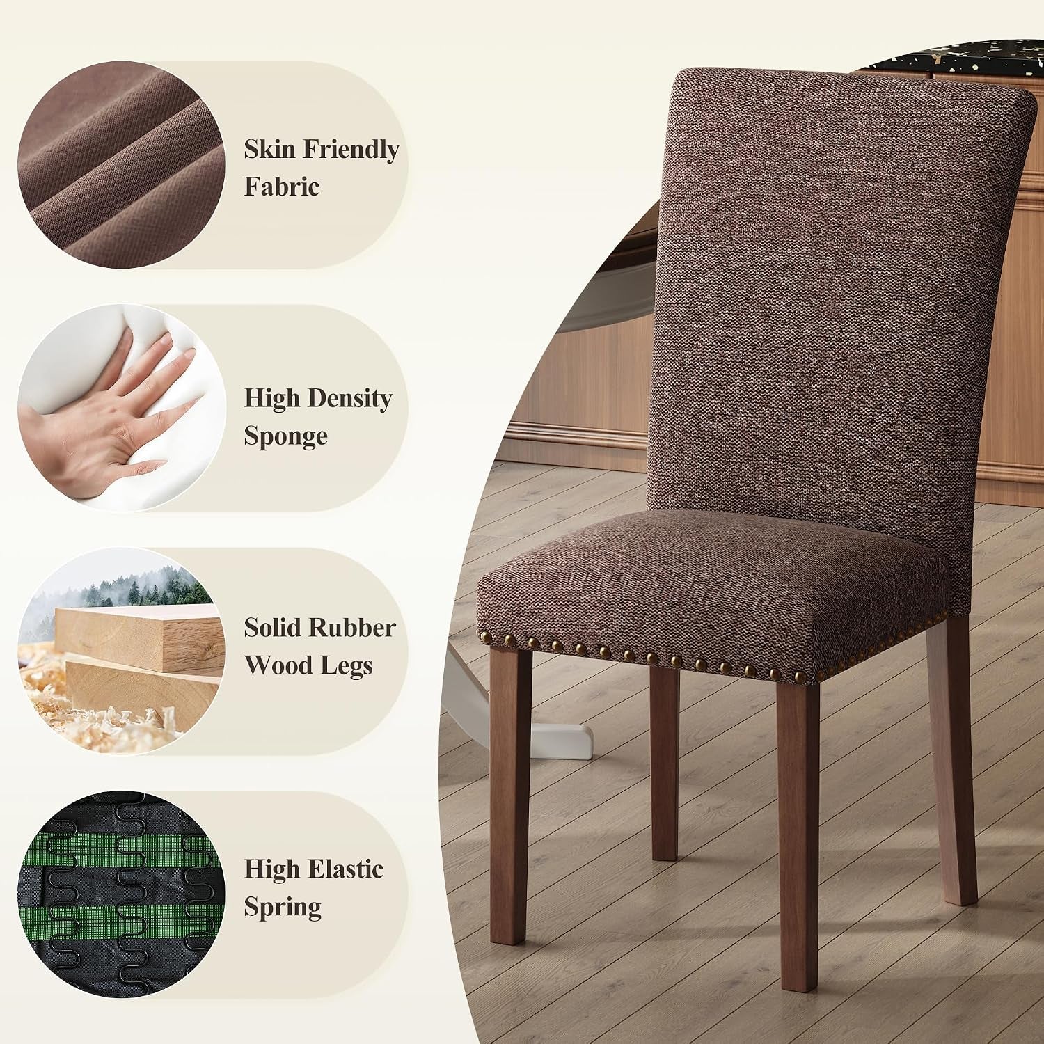 Upholstered dining chairs set of six