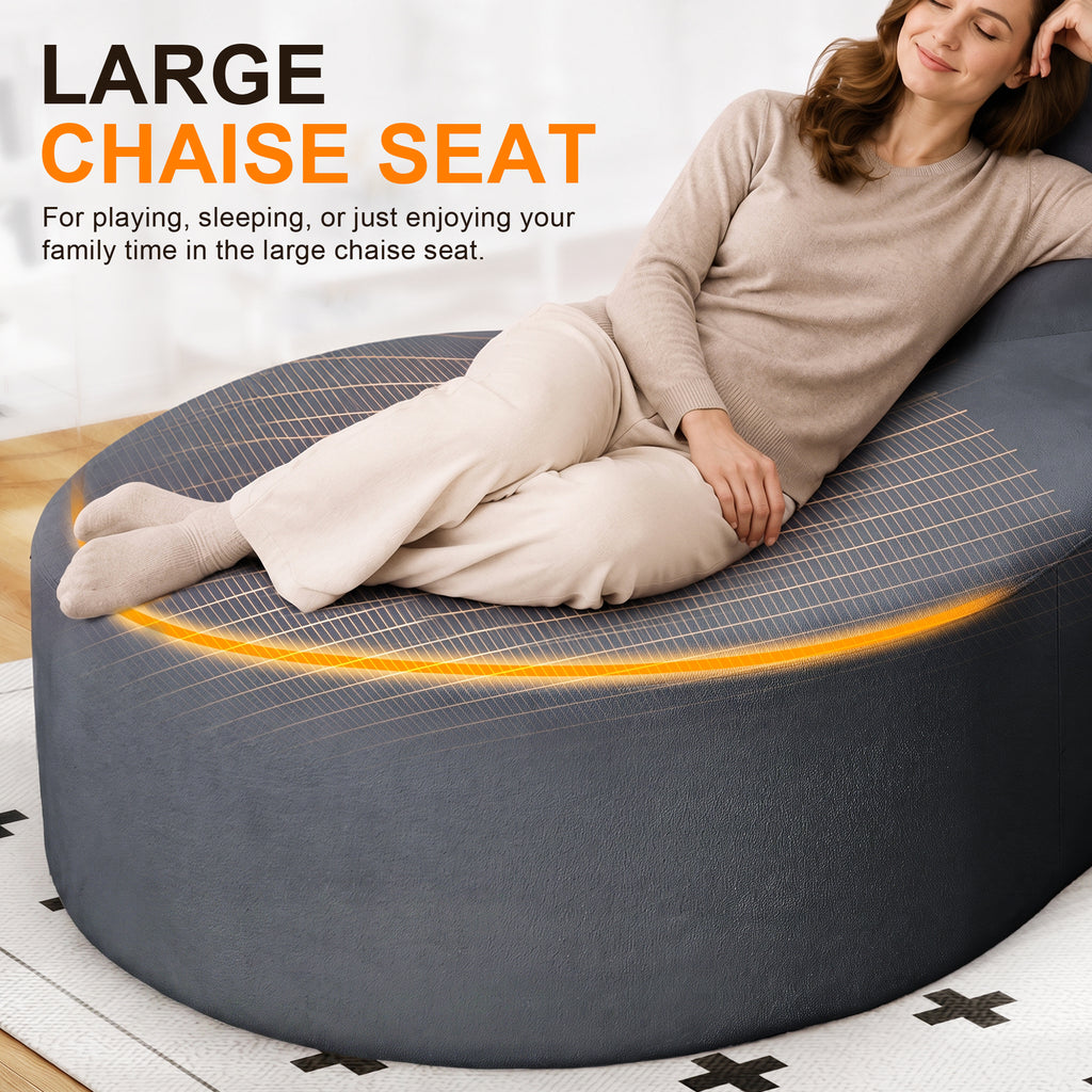 91" Modern Cloud Sofa Curved Boneless Couch Deep Seat Sofa for Living Room Bedroom, Chenille, Dark Gray