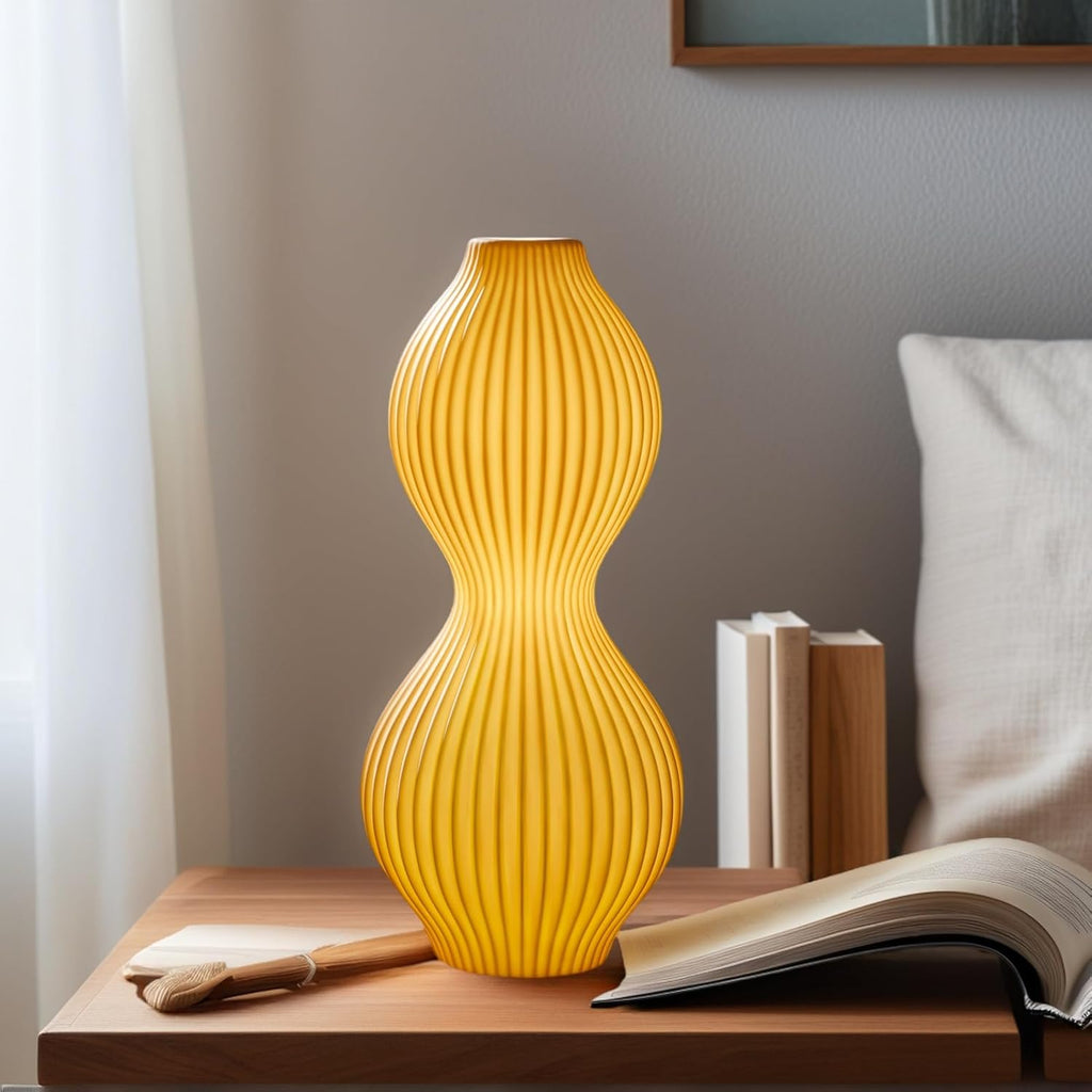 Modern Ceramic Decorative Table Lamp Living Room Bedroom Bedside | Handcrafted Unique Warm Ambient Lighting Lamp, Accent White Translucent Ceramic Shade, Fully Dimmable, Corded, Bulb Included
