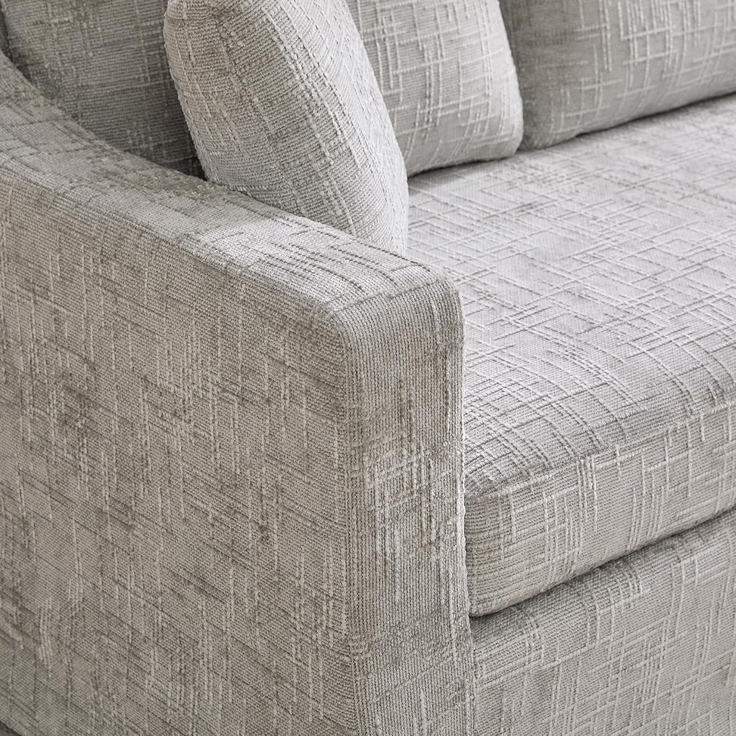 84" Modular Sofa Couch, Modern 3-Seater Chenille Fabric Loveseat Sofa with Removable Upholstery Cover, Small Couches for Living Room, Office, Apartment, Gray