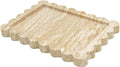 Genuine Travertine Scalloped Marble Tray, Real Natural Marble Stone Trays, Luxury Decorative Trays for Bathroom, Dresser, Vanity, Kitchen, Home Decor, 10.6" X 8", Travertine Beige
