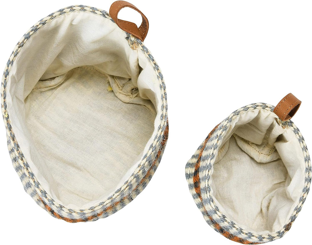 Woven Jute Baskets with Liner, Rust Striped, Set of 2 Sizes