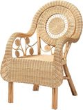 Putri Modern Bohemian Natural Rattan Accent Chair with Swirling Rattan Decors