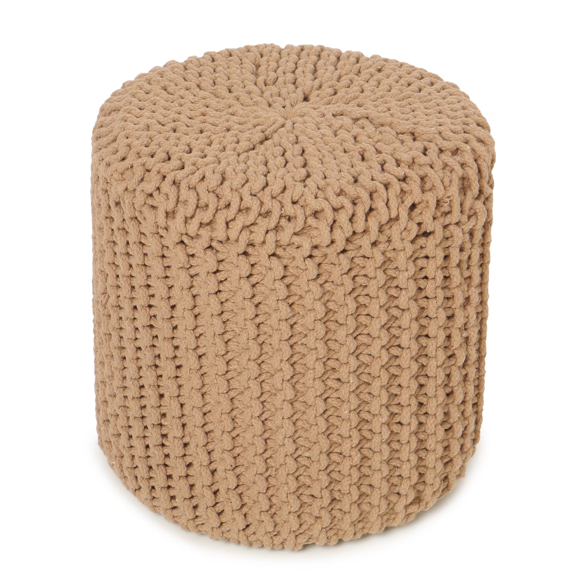 ·  · Cylindrical Hand Knitted Pouf - Foot Stool Ottoman - Cord Boho Pouffe - Cotton round Poof for Home Decor - Living Room - Nursery - Bedroom - Patio (16"X16"X16") - Beige, Set of 2