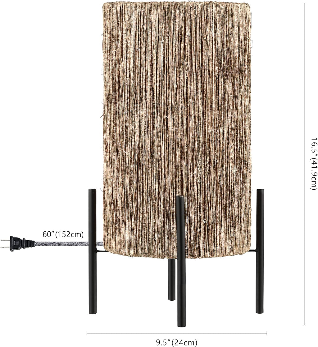 Light brown coastal rattan table lamp