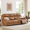 Zero Gravity Power Reclining Sofa with Console, Saddle | Genuine Leather Recliner Sofa, 3-Seater Couch, Flip-Middle Table, Storage Console, Power Headrests, Cup Holders, Living Room