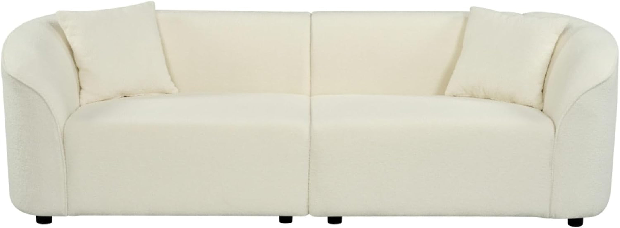 Comfy 87" Large Couch, Upholstered Loveseat with Extra Deep Seats, Boucle Sofa for Living Room, Apartment, Office, Classic Beige