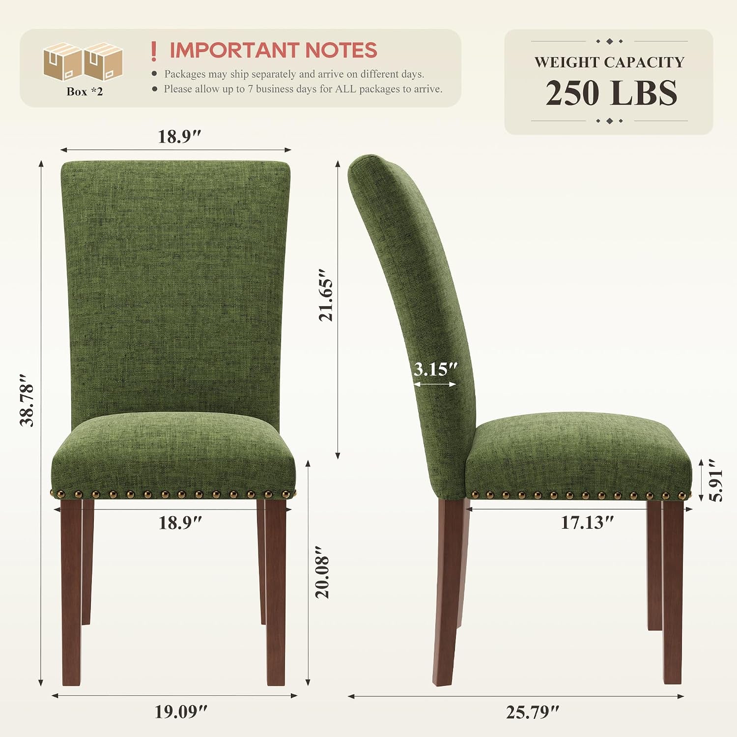Upholstered Parsons Dining Chairs Set of 4