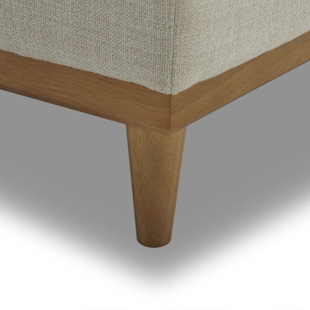Cream linen wood frame accent chair
