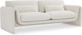 Cream boucle sofa with curved arms