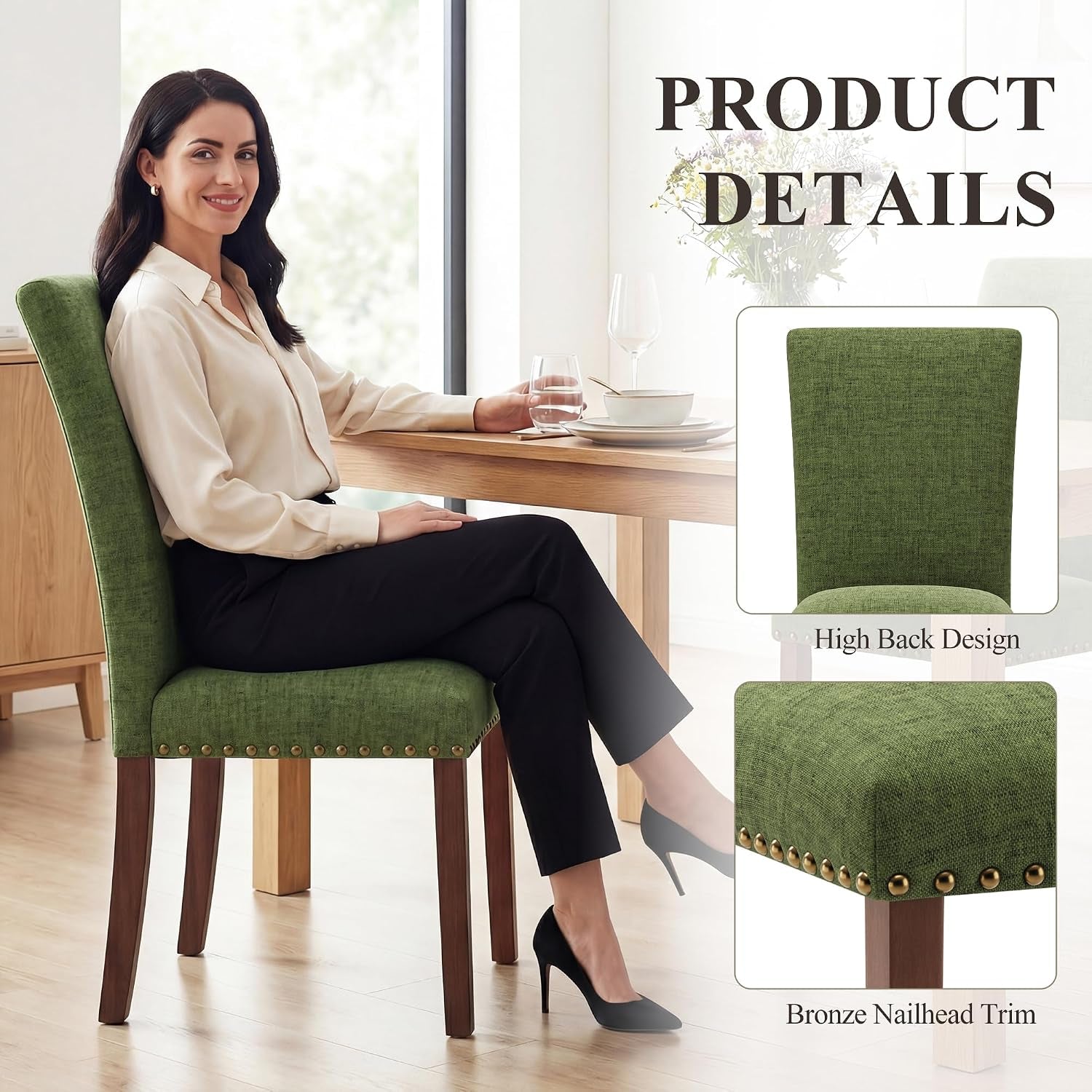 Upholstered Parsons Dining Chairs Set of 4