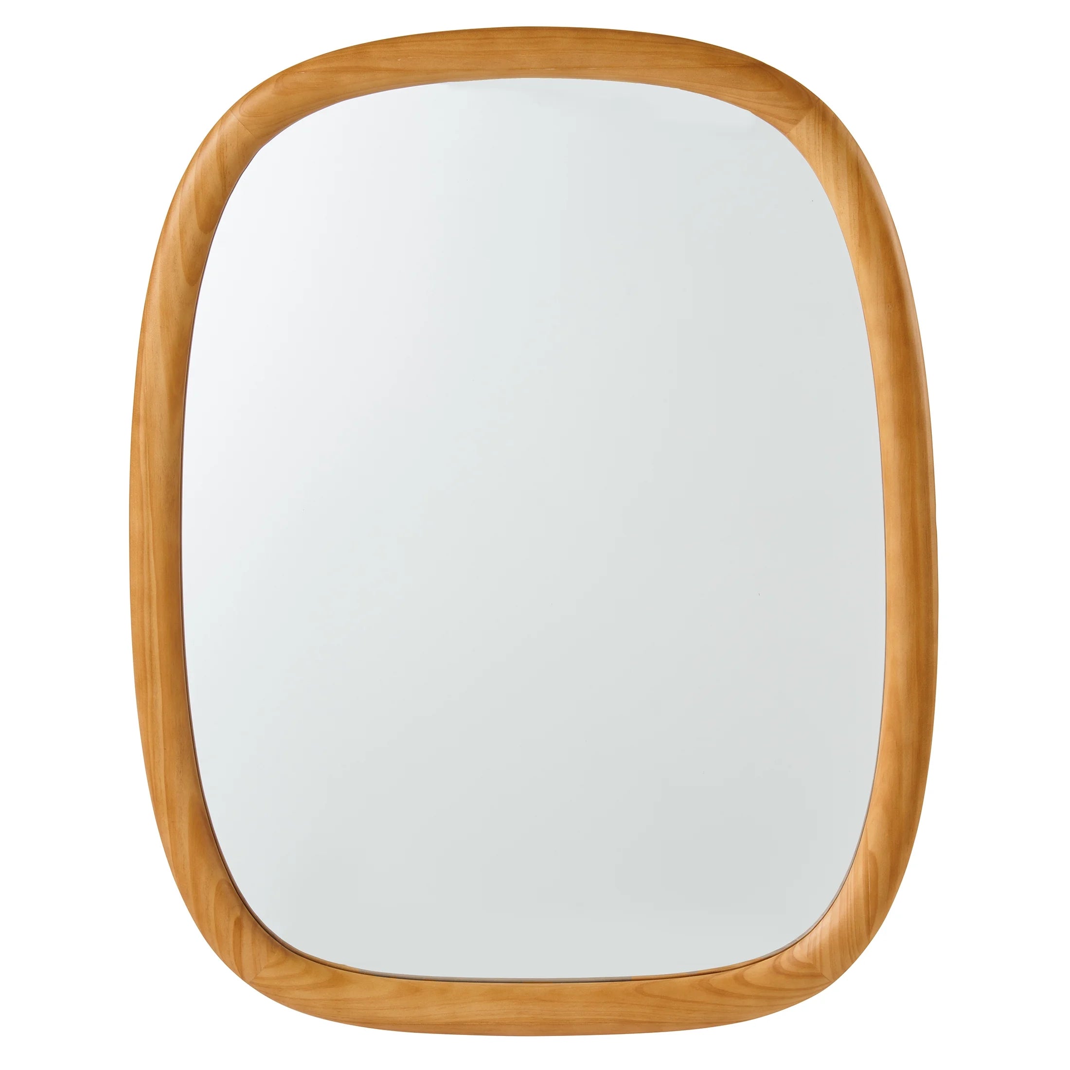 Soft Organic Wood Frame Wall Mirror, 24X30 Inch, Natural