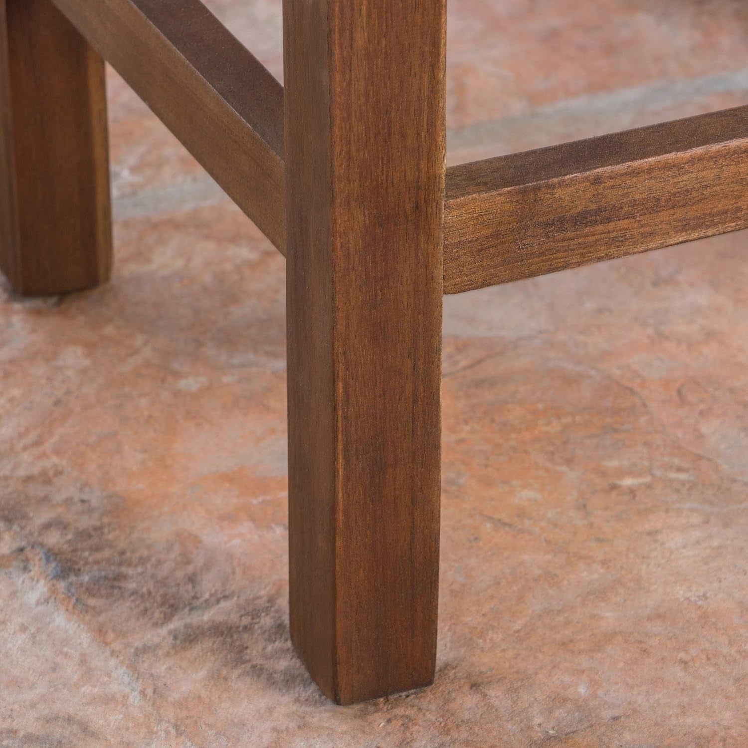 Amantani Outdoor Acacia Wood Counter Stools, 2-Pcs Set, Mahogany Brown