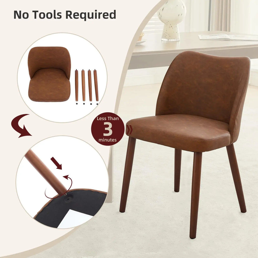 Modern Dining Chairs Set of 2, Comfortable Linen Upholstered Accent Chair with Ergonomic Backrest & Rubberwood Legs, Comfy Kitchen Furniture for Living Room Apartments