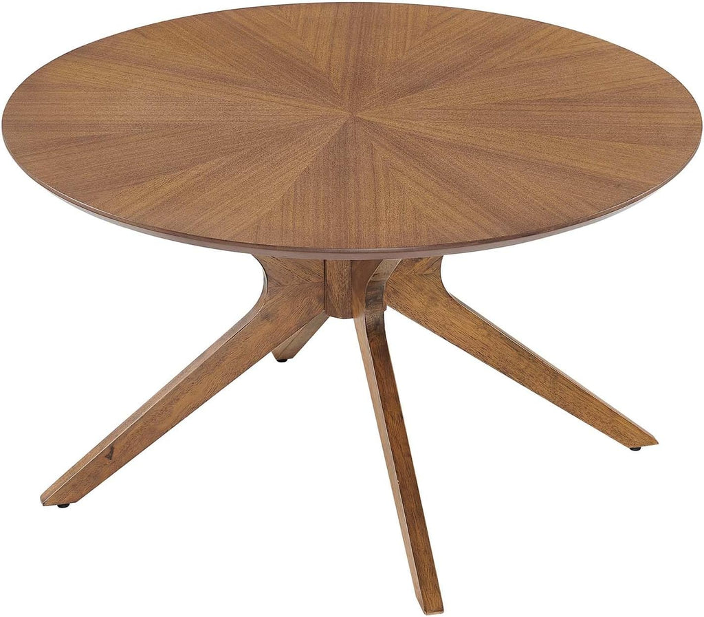 EEI-6557-WAL Crossroads round Wood Coffee Table, Walnut
