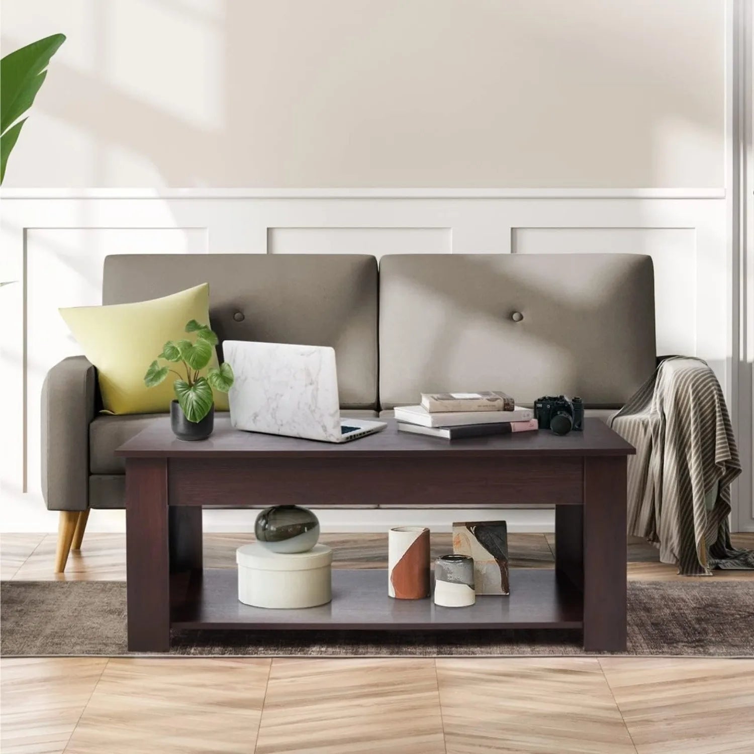 41" Lift Top Coffee Table with Hidden Storage Compartment & Rising Tabletop