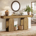 Farmhouse Wood Console Table, 70.9-Inch Entryway Accent Table with U-Shaped Base, 2-Tier Extra Long Sofa Tables for Entrance, Hallway, Living Room (Light Brown)