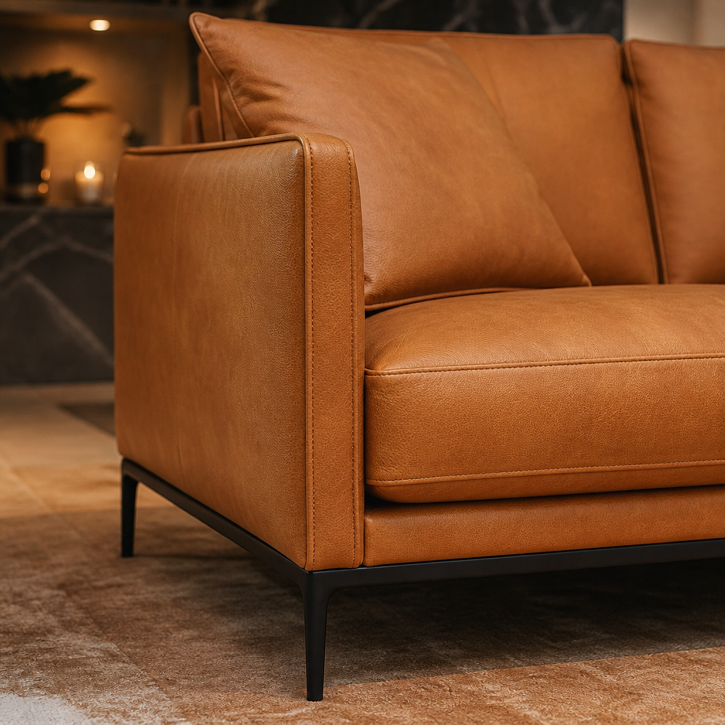 Valencia Mid-Century Leather Sofa — lifestyle image 4