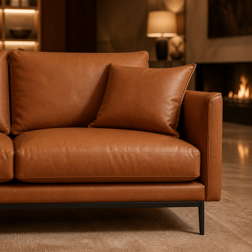 Valencia Mid-Century Leather Sofa — lifestyle image 5