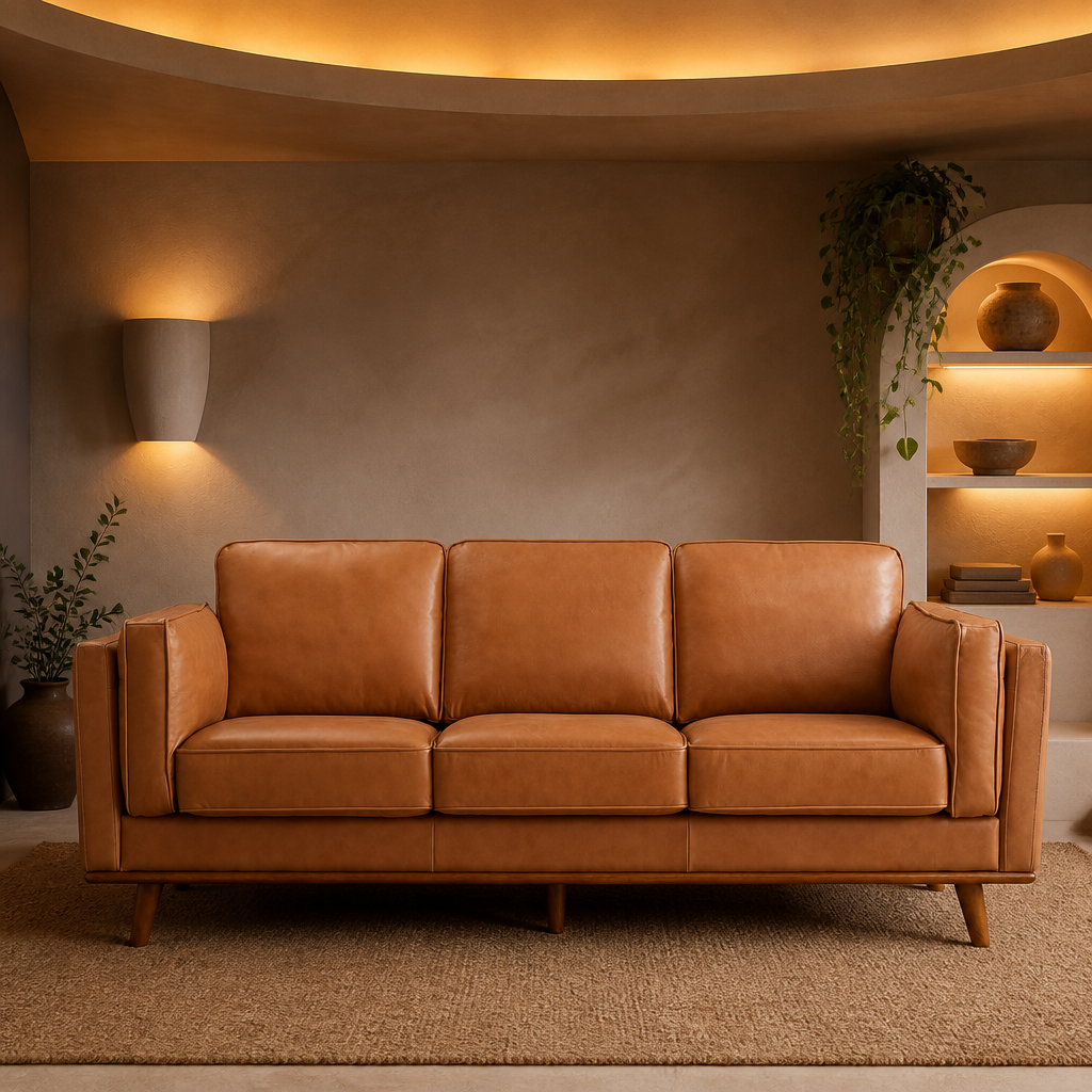 Valencia Leather Sofa — lifestyle image 1