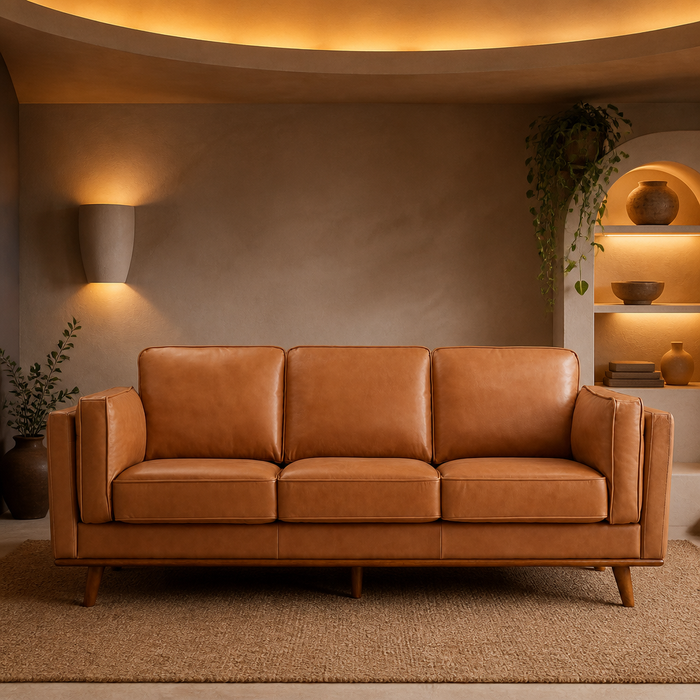 Valencia Leather Sofa — lifestyle image 1