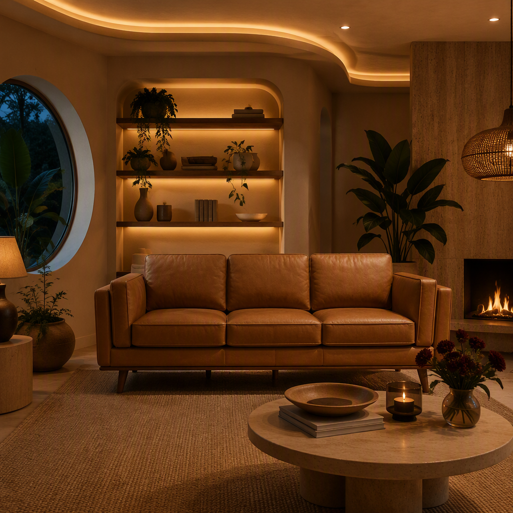 Valencia Leather Sofa — lifestyle image 2