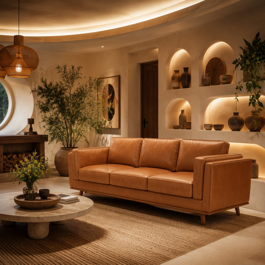 Valencia Leather Sofa — lifestyle image 3
