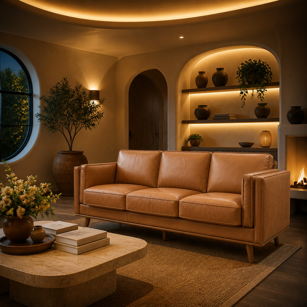 Valencia Leather Sofa — lifestyle image 6