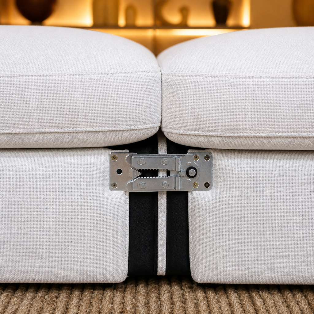 White Modern Linen Sectional Sofa lifestyle image 5