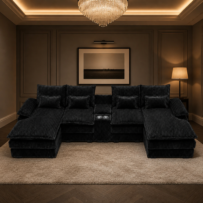 U-Shaped Corduroy Sofa lifestyle image 1
