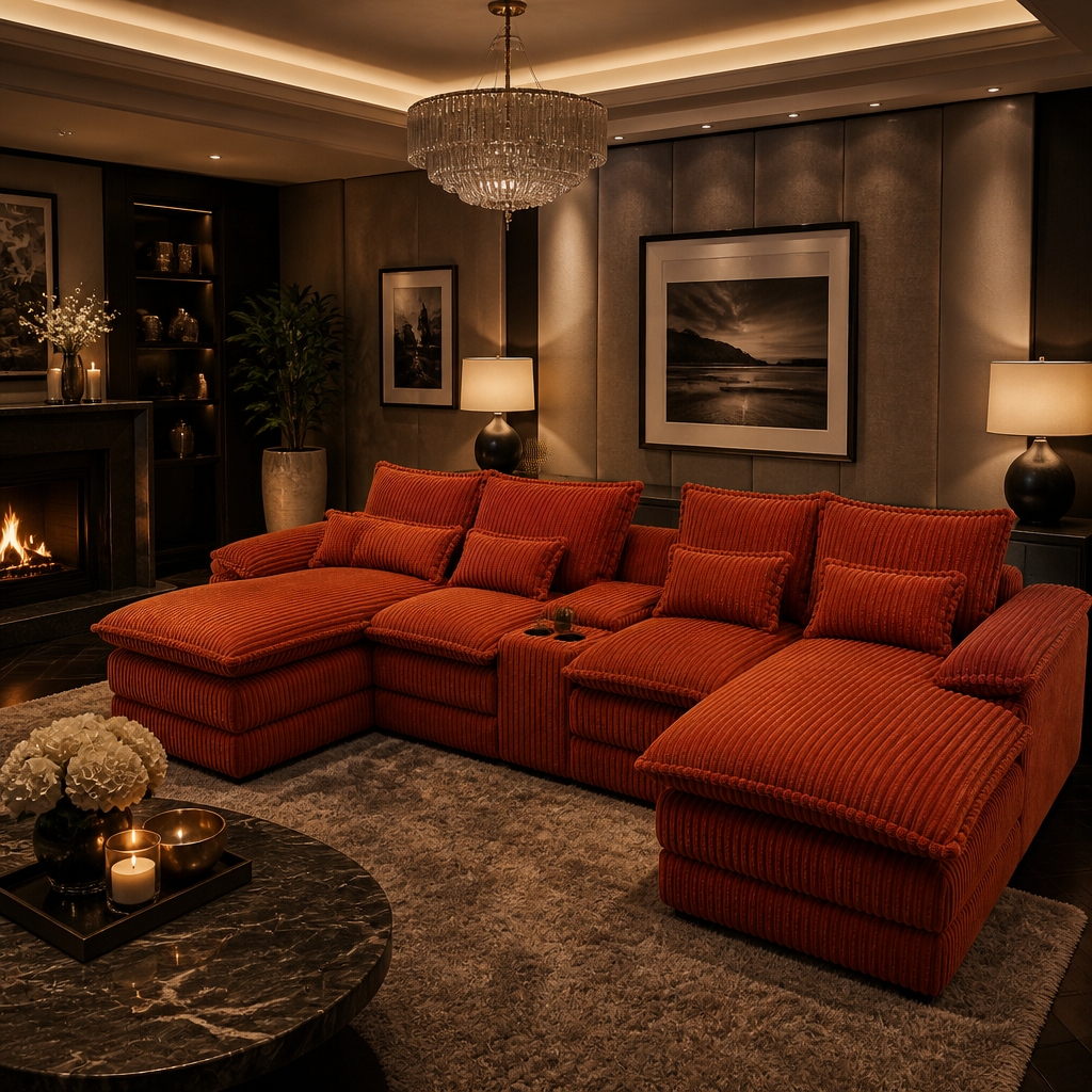 U-Shaped Corduroy Sofa lifestyle image 3