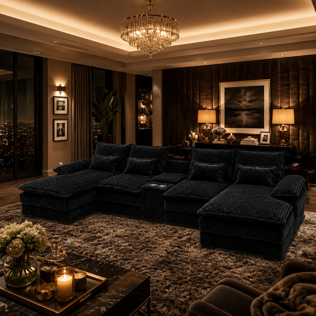 U-Shaped Corduroy Sofa lifestyle image 6