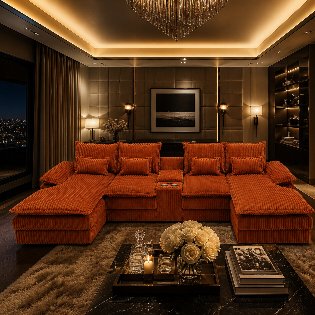 U-Shaped Corduroy Sofa lifestyle image 8