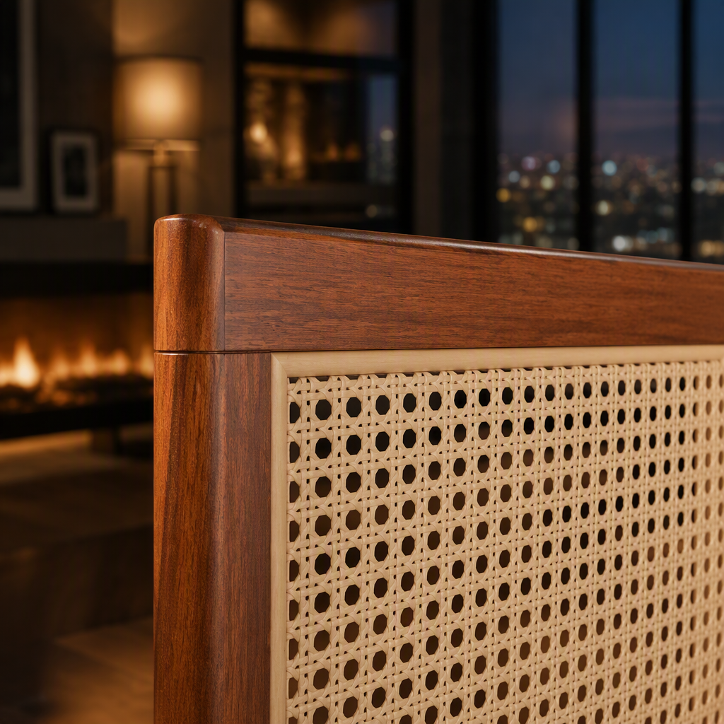 Signature Mid-Century Acacia Bed Frame — lifestyle image 3