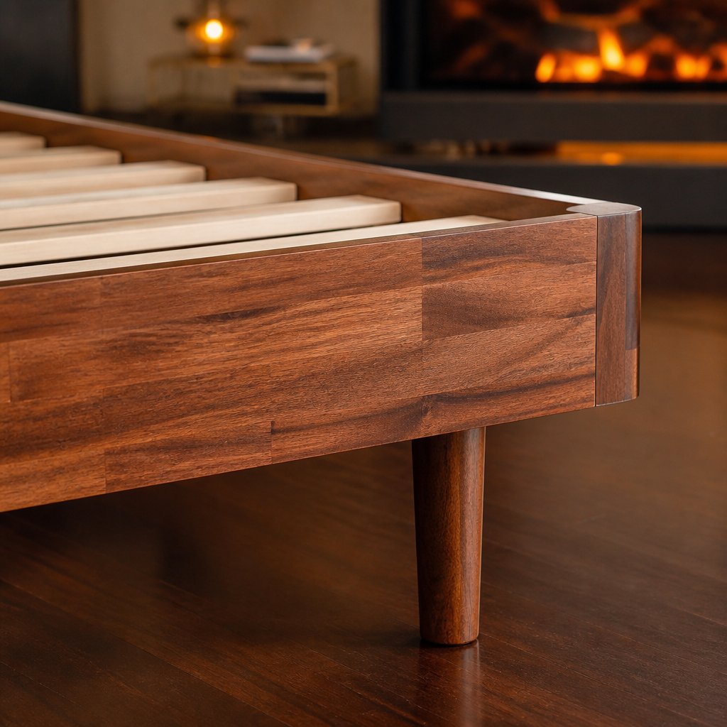 Signature Mid-Century Acacia Bed Frame — lifestyle image 5