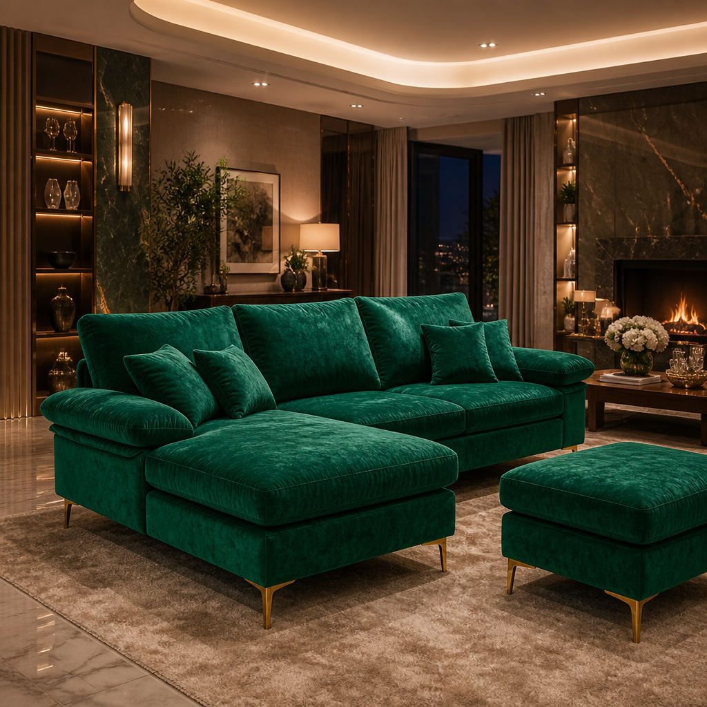 U-Shaped Velvet Sectional Sofa lifestyle image 3